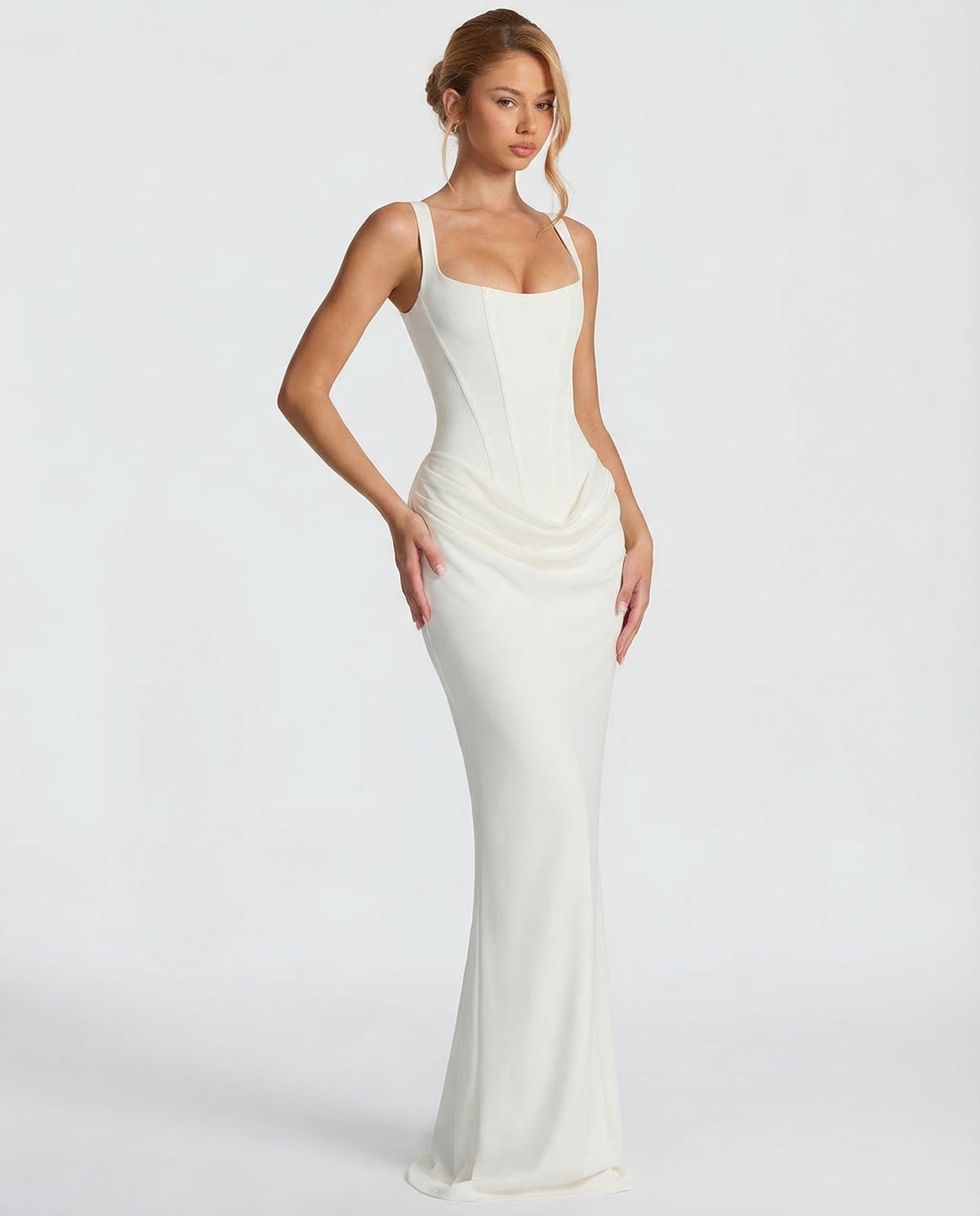 SILVIA - Vestido Maxi Corsé con Drapeado en la Cadera