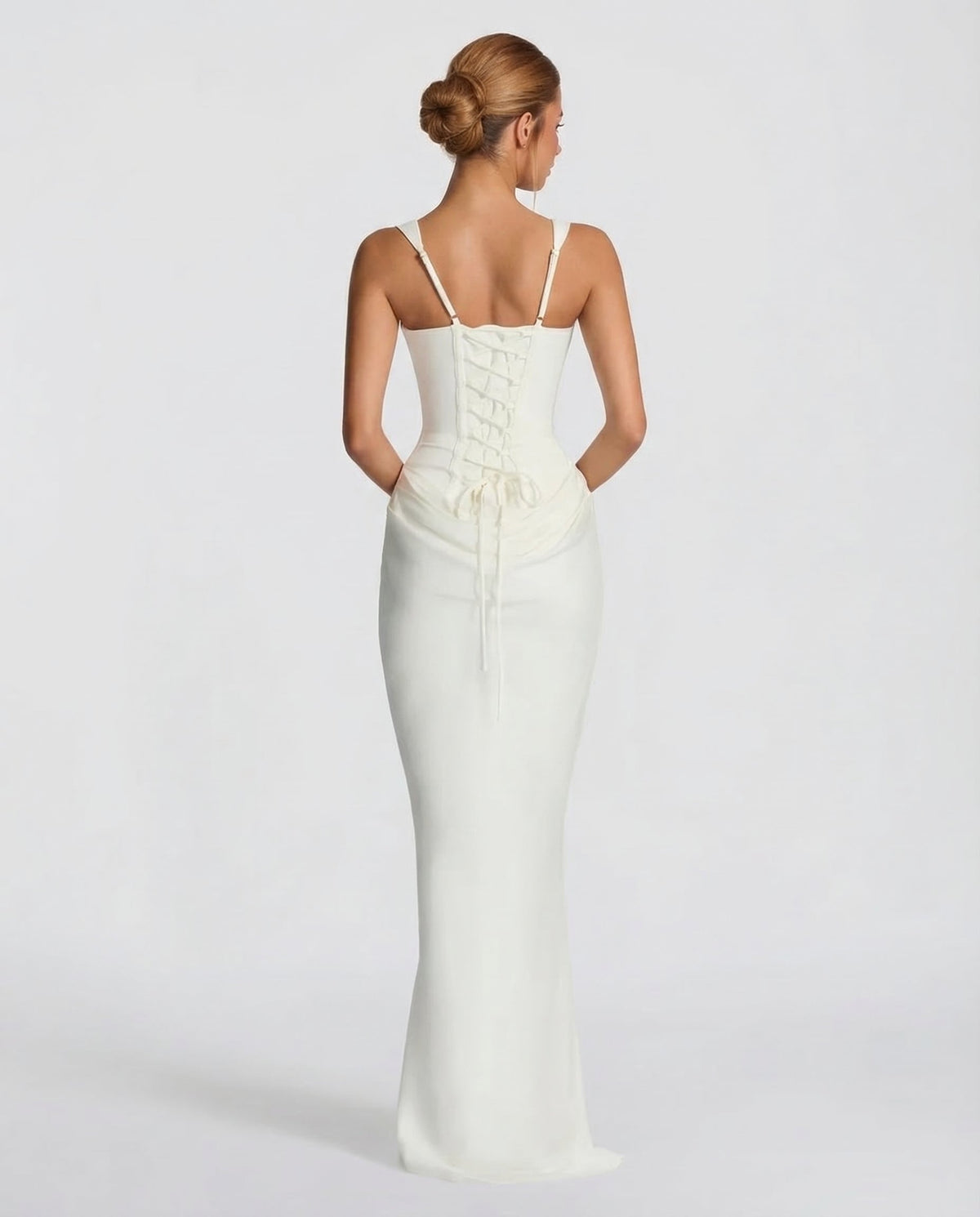 SILVIA - Vestido Maxi Corsé con Drapeado en la Cadera