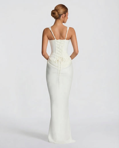 SILVIA - Vestido Maxi Corsé con Drapeado en la Cadera