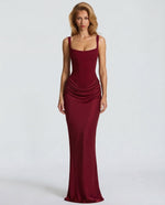 SILVIA - Vestido Maxi Corsé con Drapeado en la Cadera