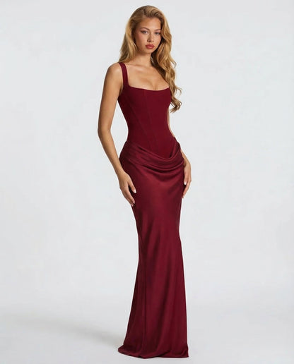 SILVIA - Vestido Maxi Corsé con Drapeado en la Cadera