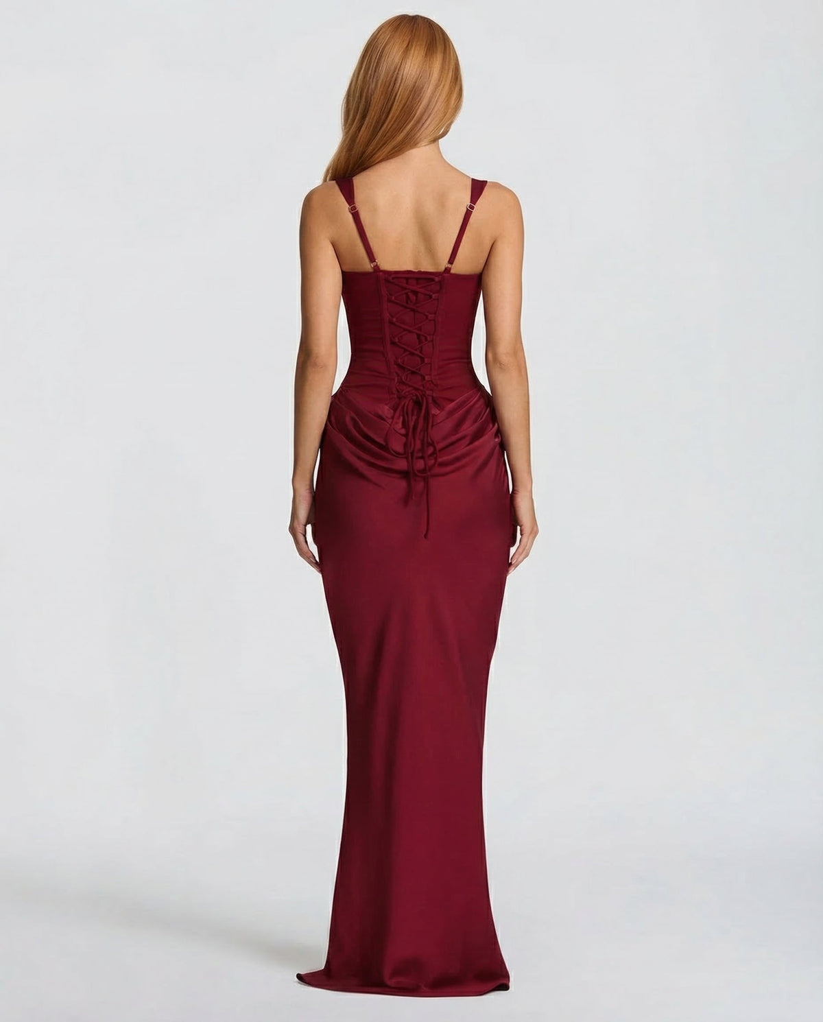 SILVIA - Vestido Maxi Corsé con Drapeado en la Cadera