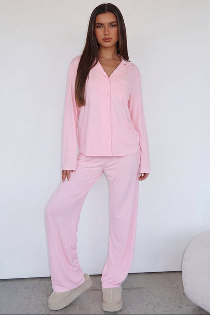 ELENA - Conjunto de Pijama con Camisa y Pantalón Ancho