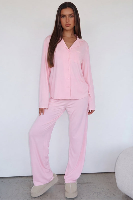 ELENA - Conjunto de Pijama con Camisa y Pantalón Ancho