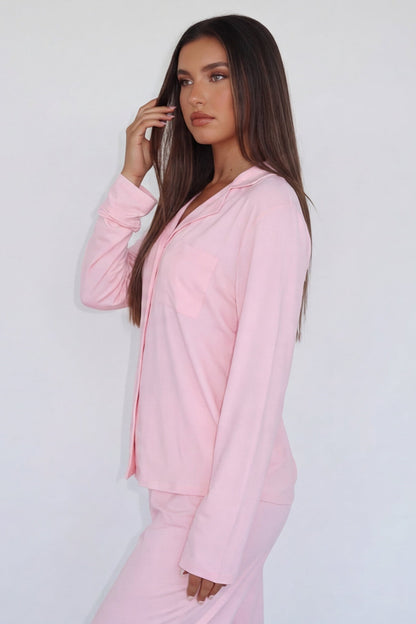ELENA - Conjunto de Pijama con Camisa y Pantalón Ancho
