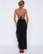 CHERRY CRUSH - Vestido Maxi con Espalda Abierta y Abertura Lateral