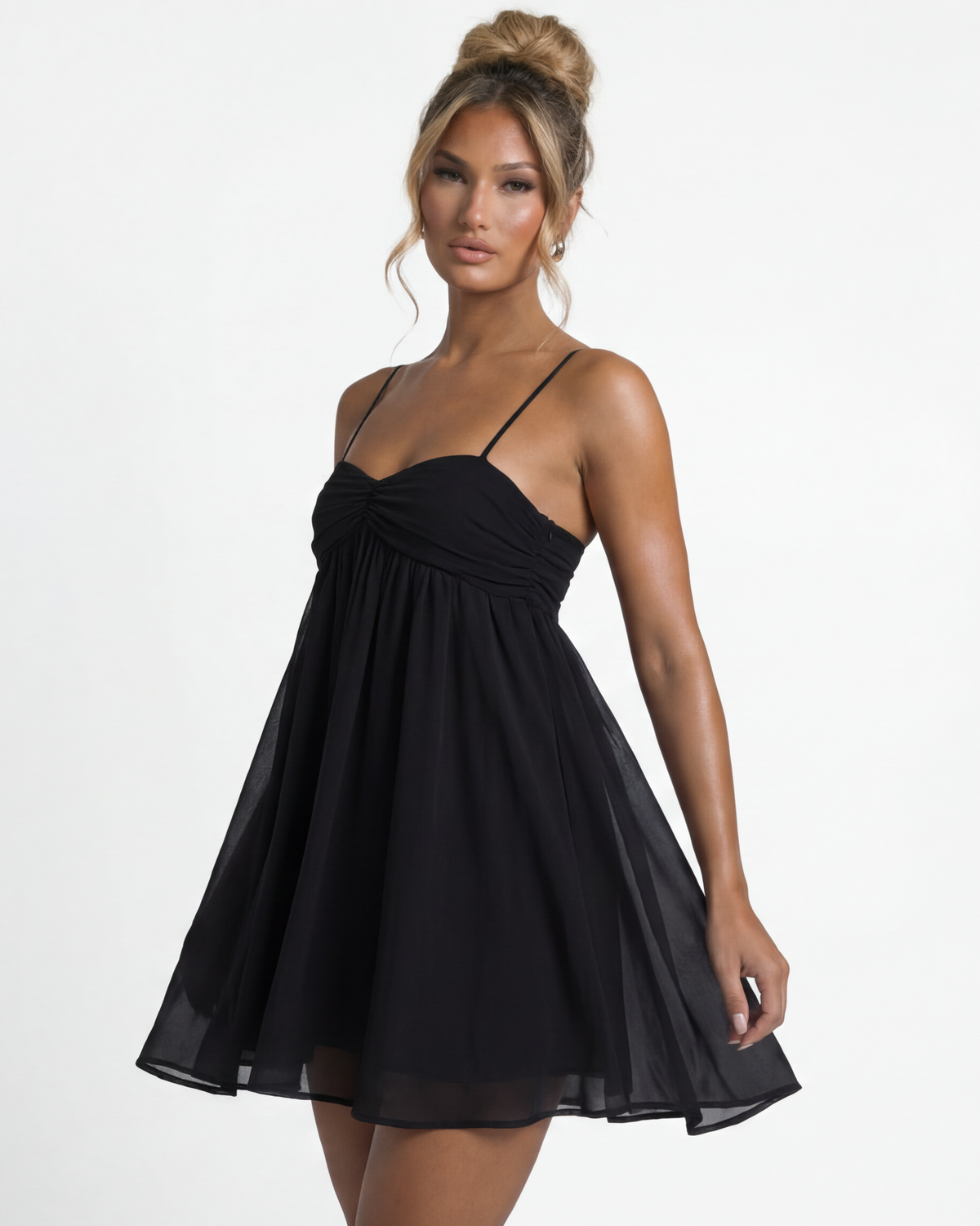 ANGÉLICA - Vestido Mini Babydoll con Fruncido