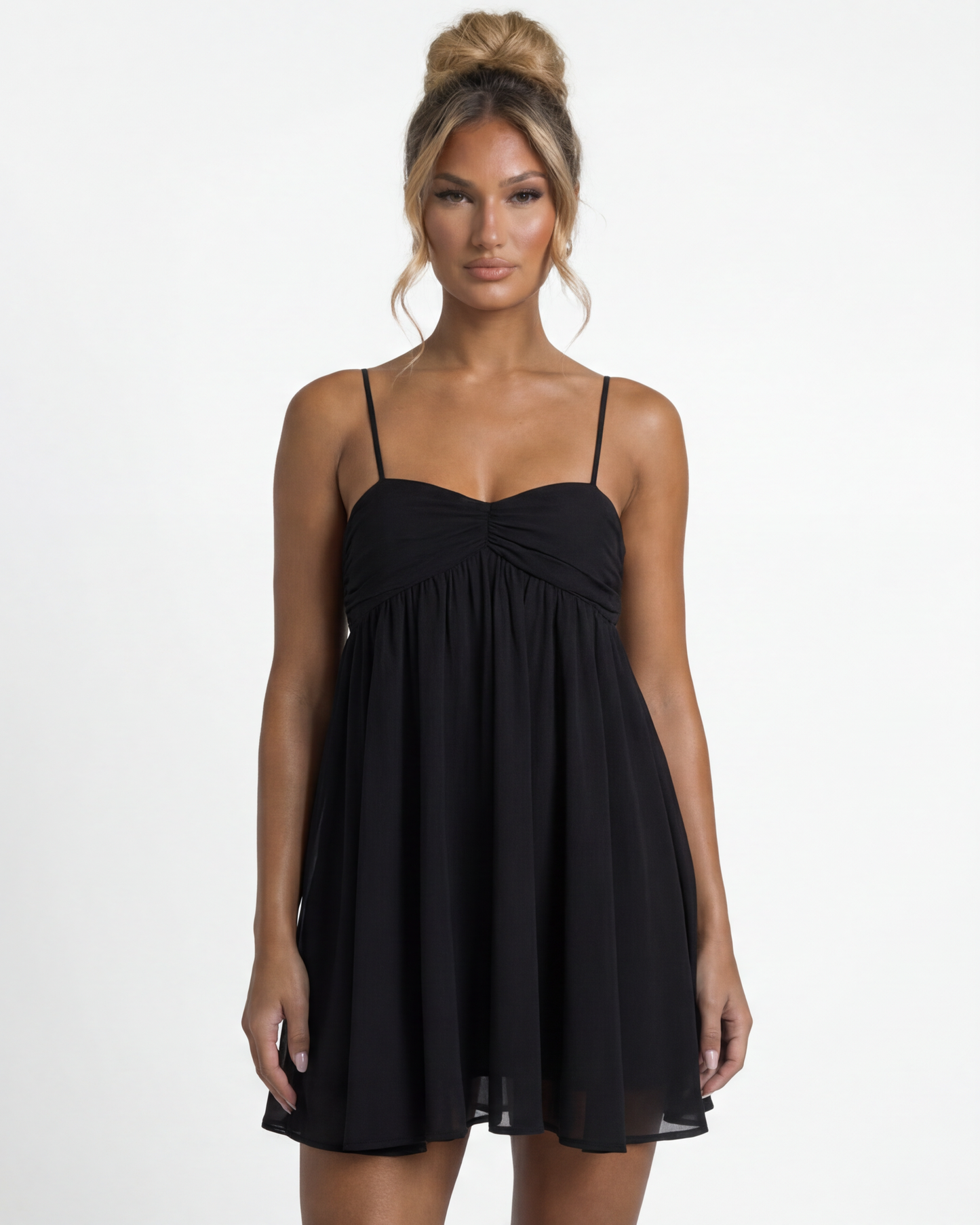 ANGÉLICA - Vestido Mini Babydoll con Fruncido