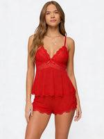 AMELIA - Conjunto de Pijama con Encaje y Short