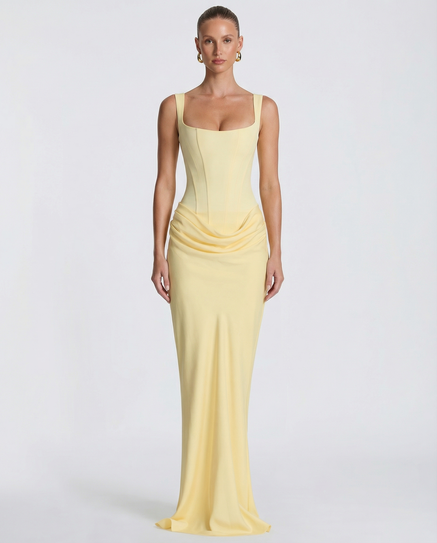 SILVIA - Vestido Maxi Corsé con Drapeado en la Cadera