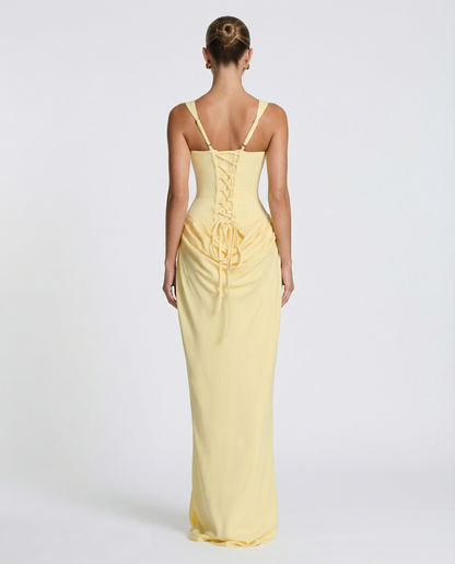 SILVIA - Vestido Maxi Corsé con Drapeado en la Cadera