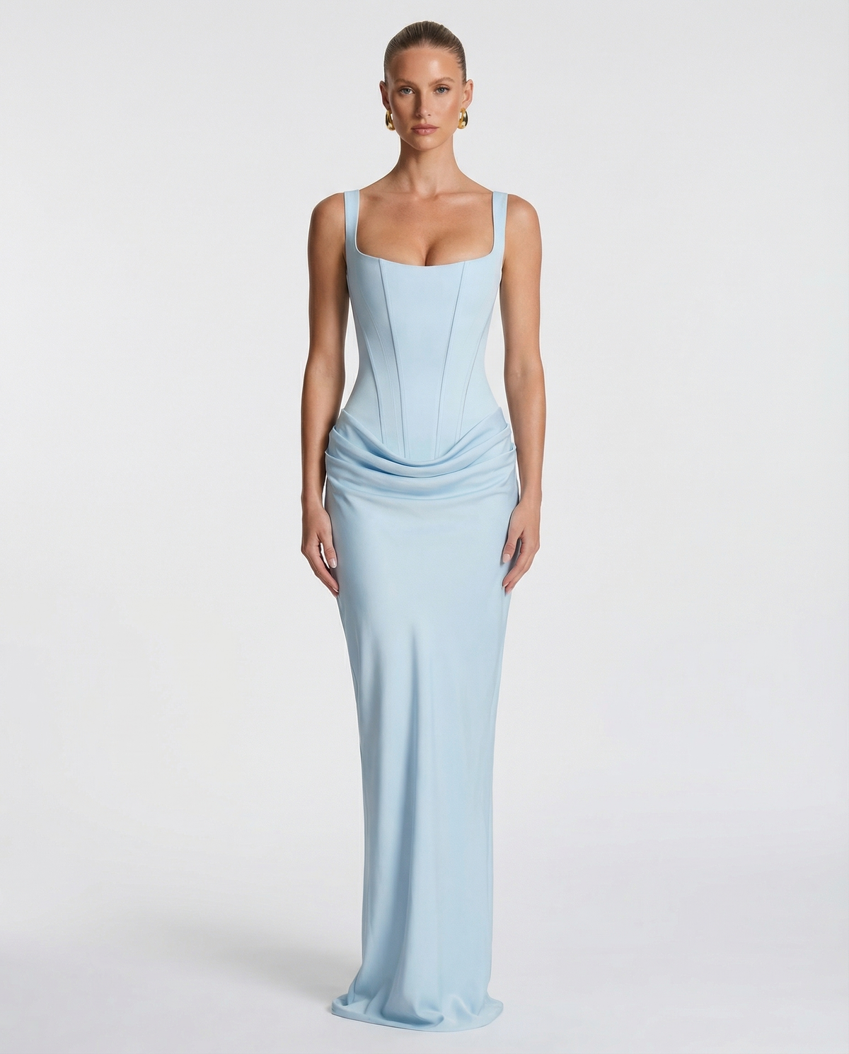 SILVIA - Vestido Maxi Corsé con Drapeado en la Cadera