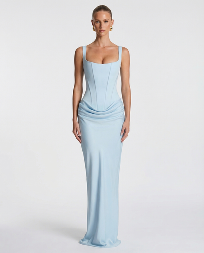 SILVIA - Vestido Maxi Corsé con Drapeado en la Cadera
