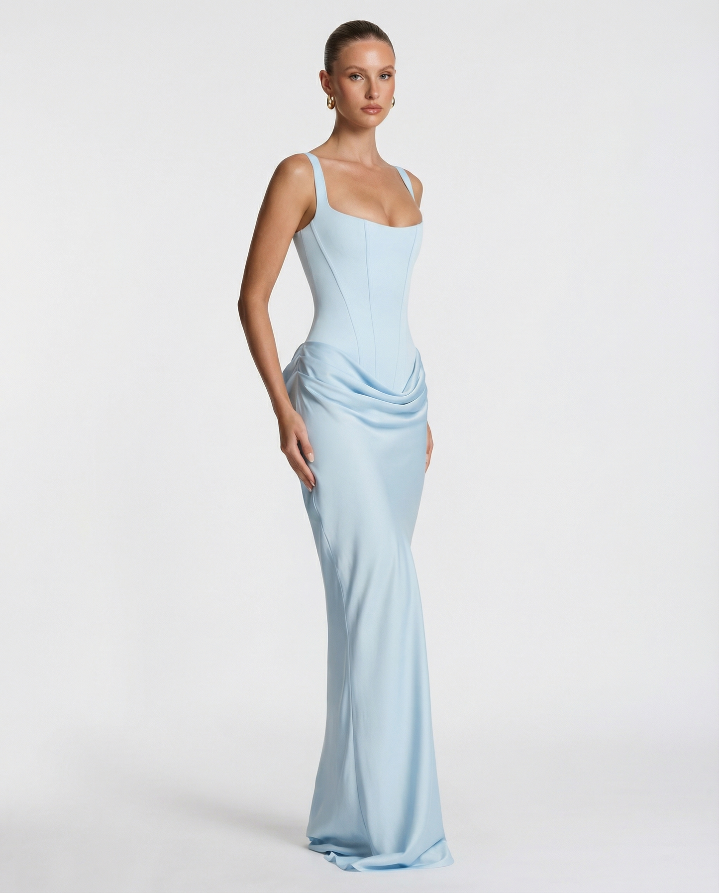 SILVIA - Vestido Maxi Corsé con Drapeado en la Cadera