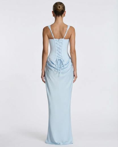 SILVIA - Vestido Maxi Corsé con Drapeado en la Cadera