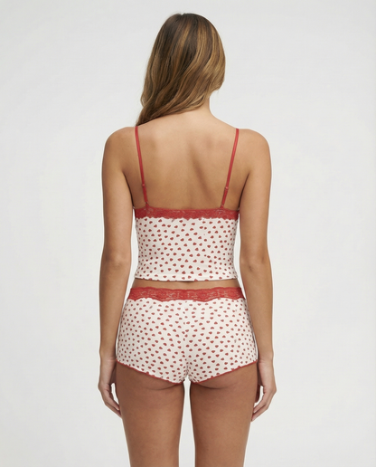 CORALIE - Conjunto de Pijama con Corazones y Encaje