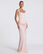 SILVIA - Vestido Maxi Corsé con Drapeado en la Cadera