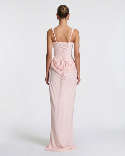 SILVIA - Vestido Maxi Corsé con Drapeado en la Cadera