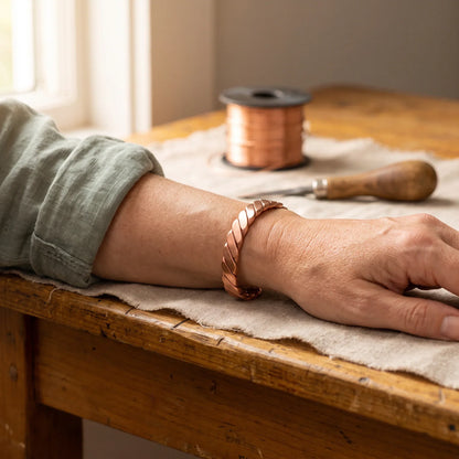 Pulsera de cobre con musgo