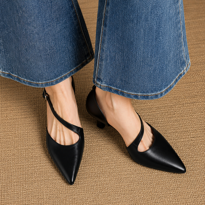 Avena | Zapatos de Tacón de Piel Genuina con Tiras Cruzadas