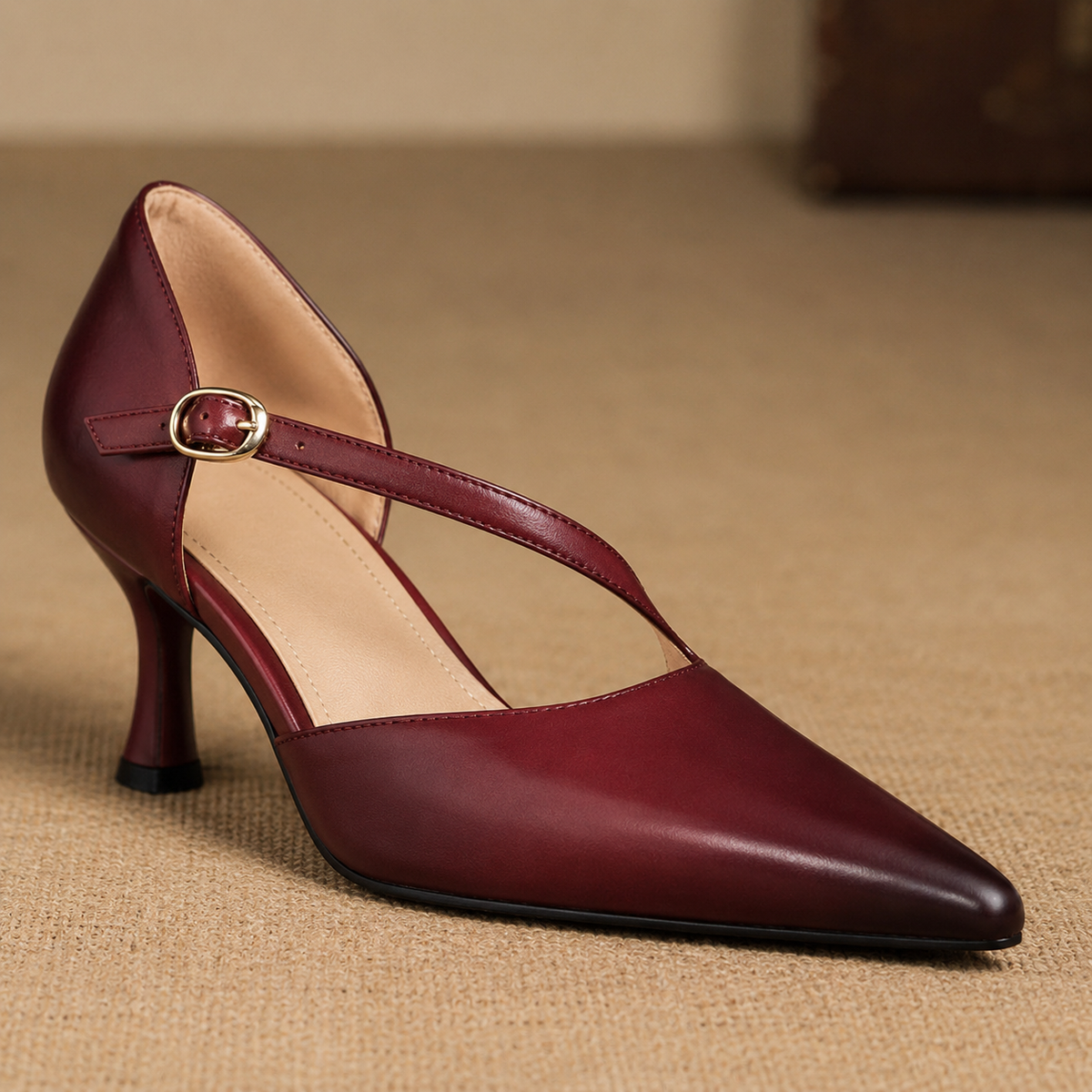 Avena | Zapatos de Tacón de Piel Genuina con Tiras Cruzadas