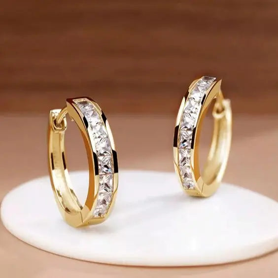 Pendientes Aro Chic Dorado y Cristal