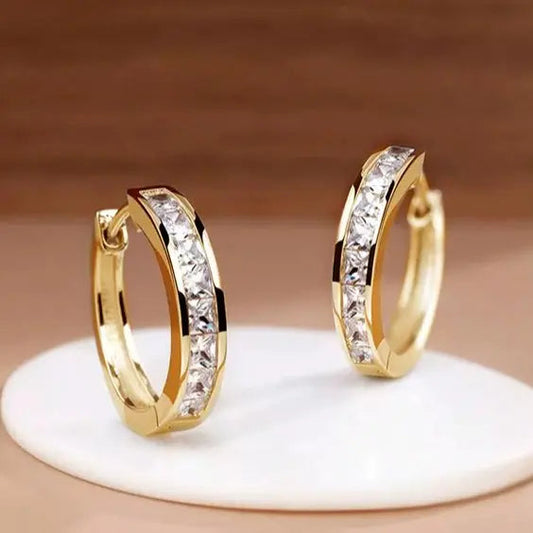 Pendientes Aro Chic Dorado y Cristal