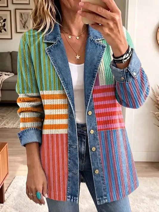 Harper | Chaqueta con Estilo de Estampado Geométrico Retro