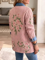 Aria | Blazer Vaquero Patchwork por Bloques Vintage Elegante