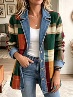 Ella | Chaqueta Vaquera Casual con Estampado de Cuadros Retro