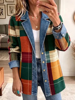 Ella | Chaqueta Vaquera Casual con Estampado de Cuadros Retro
