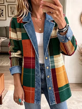 Ella | Chaqueta Vaquera Casual con Estampado de Cuadros Retro