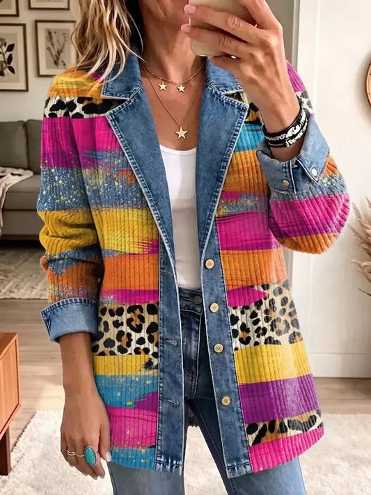 Victoria | Chaqueta Vaquera con Estampado de Leopardo Retro