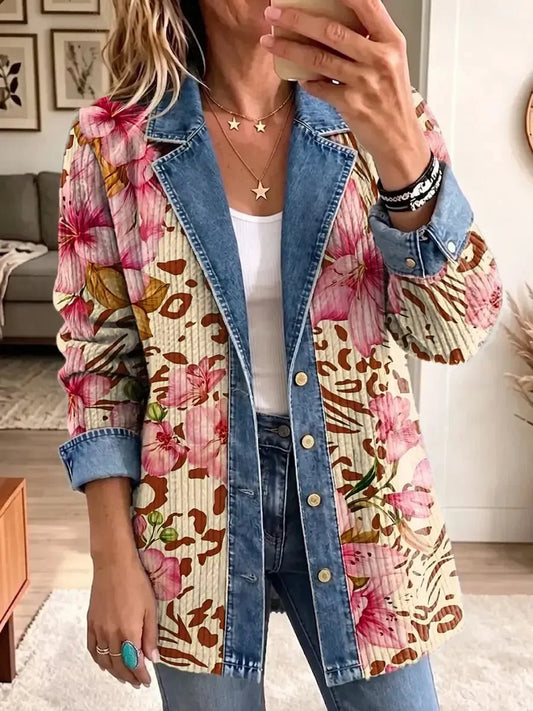 Luna | Chaqueta con Estampado Floral y Leopardo Retro