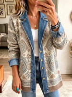 Amelia | Chaqueta Vaquera Patchwork Étnica Retro con Estilo