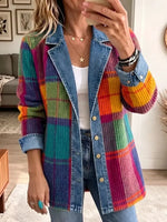 Emma | Chaqueta Vaquera Patchwork de Cuadros Vintage Elegante