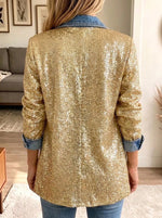 Sophia | Chaqueta Vaquera Combinada con Glitter Dorado