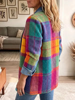 Emma | Chaqueta Vaquera Patchwork de Cuadros Vintage Elegante
