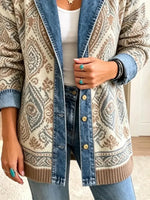 Amelia | Chaqueta Vaquera Patchwork Étnica Retro con Estilo