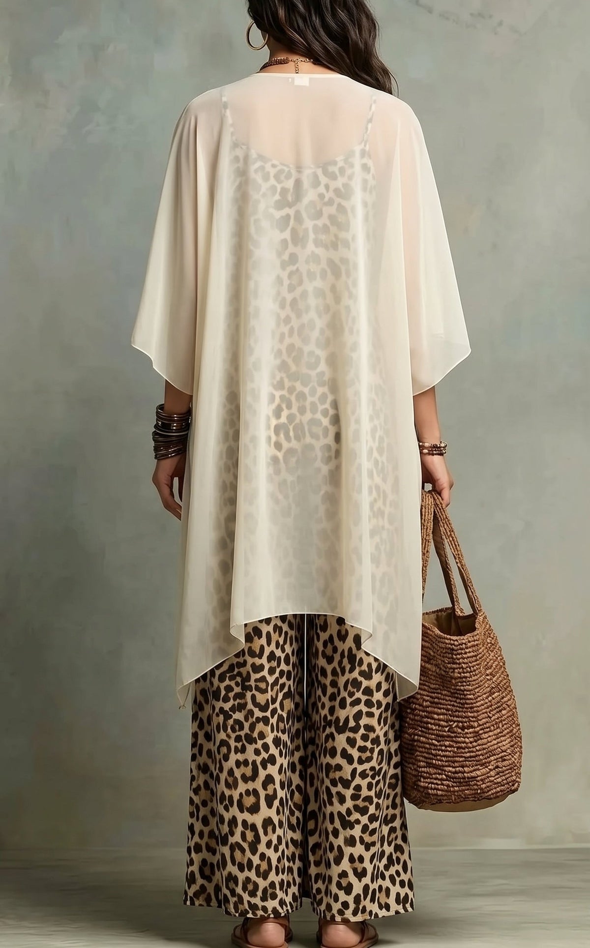 Ludovica | Conjunto boho en chifón con estampado de leopardo