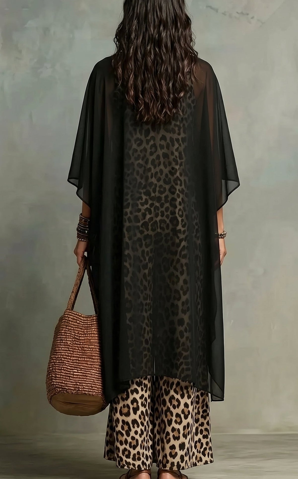 Ludovica | Conjunto boho en chifón con estampado de leopardo