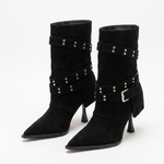 VITTORIA - Botas de Tacón de Aguja con Hebilla Retro