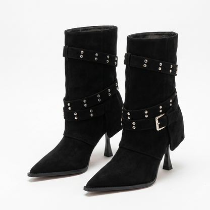 VITTORIA - Botas de Tacón de Aguja con Hebilla Retro