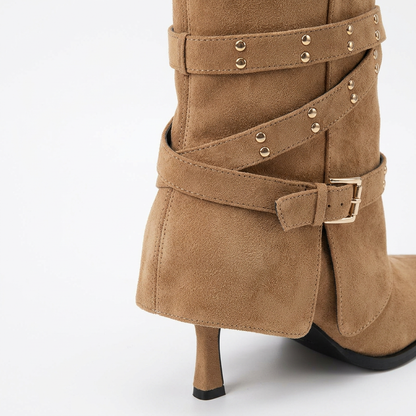 VITTORIA - Botas de Tacón de Aguja con Hebilla Retro