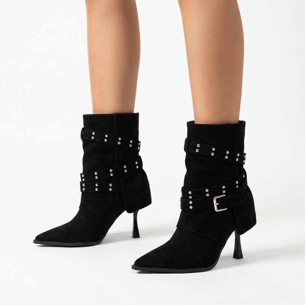 VITTORIA - Botas de Tacón de Aguja con Hebilla Retro