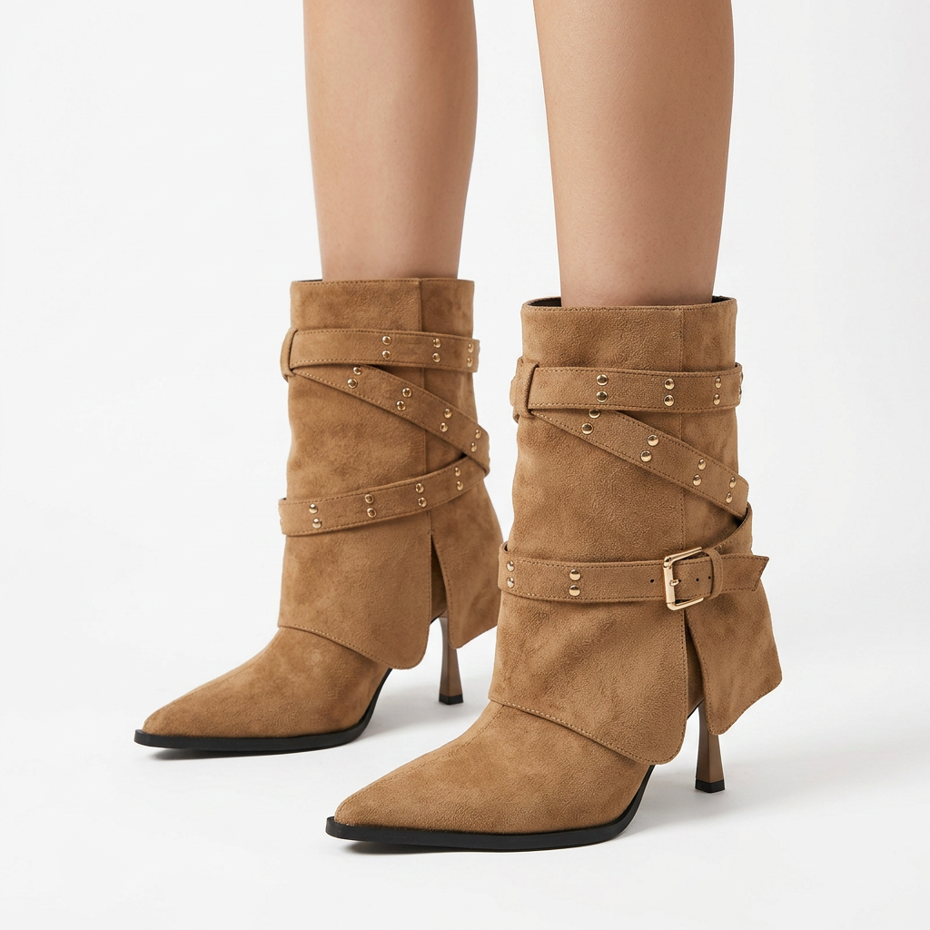 VITTORIA - Botas de Tacón de Aguja con Hebilla Retro