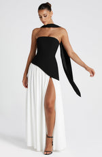 Vestido Largo Oriana - Negro/Blanco