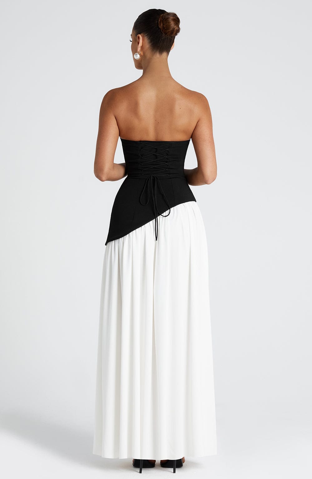 Vestido Largo Oriana - Negro/Blanco