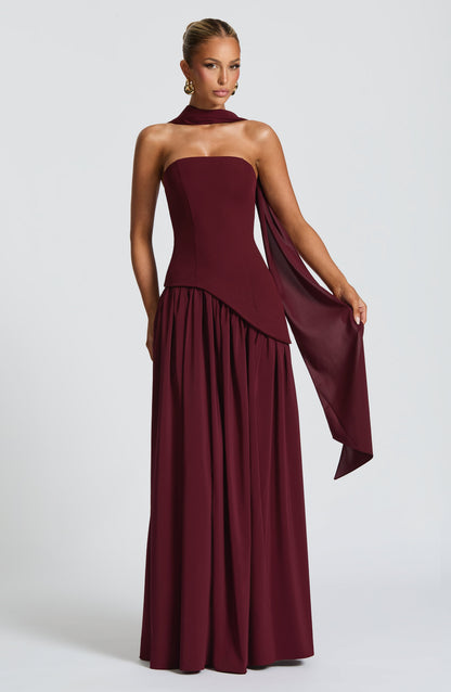 Vestido Largo Emilia - Rojo vino