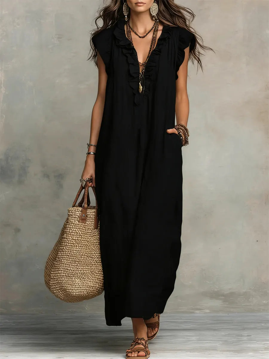 Camelia Vestido Maxi Bohemio con Escote en V